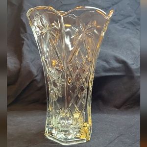 Anchor Hocking EAPC Prescut Clear Glass Flower Vase Star of David Vintage MCM